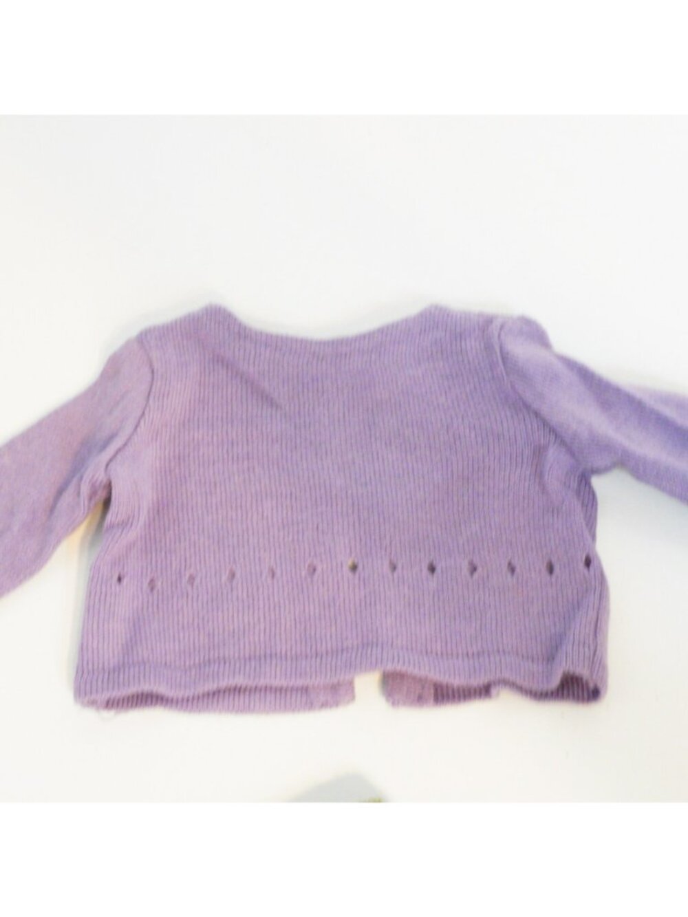 American Girl Doll Go Anywhere Outfit Lavender Cardigan Green Herringbone Skirt - Picture 2 of 5